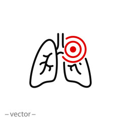 pneumonia icon, asthma or tuberculosis, line symbol on white background - editable stroke vector illustration eps10