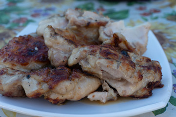 grilled meat and vegetables