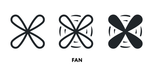 Air Fan Cooler Propeller. Blow Wind. Vector Flat Line Icon Illustration