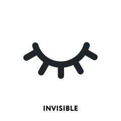 Invisible Closed Eye Eyelash. Vector Flat Line Icon Illustration