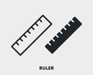 Ruler Measurement Vector Flat Line Icon Illustration