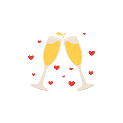 Champagne, romantic celebration vector illustration