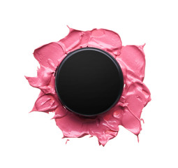 Gently pink strokes and texture of lip gloss