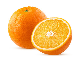Orange fruit one cut in half