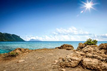 Summer road background of free space for your decoration and ocean landscape. 