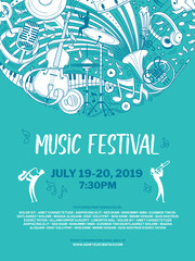 Vintage music festival vector poster template