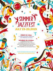 Poster Jazz music night flat vector poster template © Maljuk