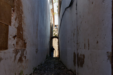 ancient street in the city of caceres
