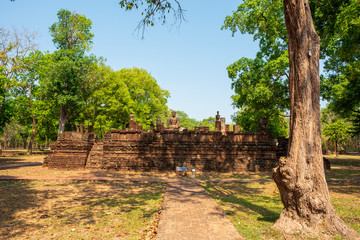 Wat temple in Kamphaeng Phet Historical Park Thailand.