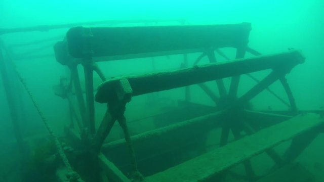 The paddlewheel of the goldrush ship AJ Goddard
