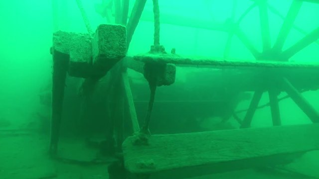 The paddlewheel of the goldrush ship AJ Goddard