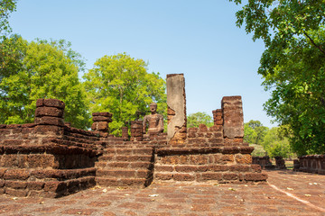 Wat temple in Kamphaeng Phet Historical Park Thailand.