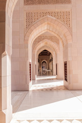 Fototapeta na wymiar Archway of Sultan Qaboos Grand Mosque in Muscat, Oman