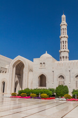 Courtyard of Sultan Qaboos Grand Mosque in Muscat, Oman