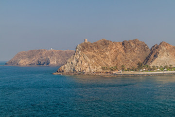 Fototapeta na wymiar Rocky coast in Muscat, Oman