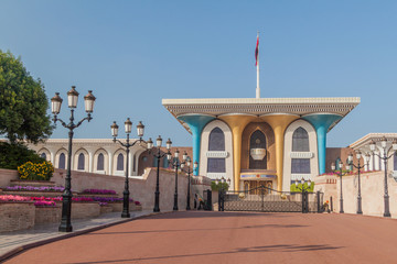 Obraz premium Al Alam palace (ceremonial palace of Sultan Qaboos) in Muscat, Oman