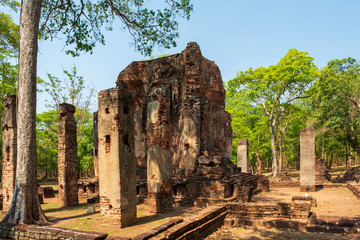 Wat temple in Kamphaeng Phet Historical Park Thailand.