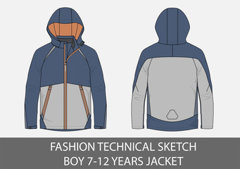 Fashion technical sketch  boy 7-12  jacket © Vlad Bitte