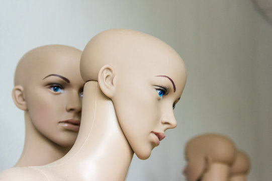 Head of undressed mannequin in a shop in Berlin
