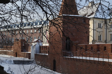 Stare miasto Warszawa zima śnieg - obrazy, fototapety, plakaty
