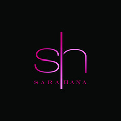 Letter SH  Logo Design on Black Background - obrazy, fototapety, plakaty