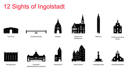 Fototapeta premium 12 sights of Ingolstadt