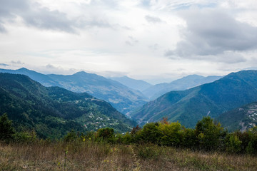 Amazing caucasus mountains of Khulo village, Adjara region, Georgia. View from Tago village. Colorful autumn season