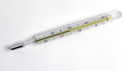 medical thermometer closeup on white background