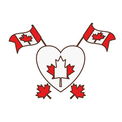 Maple leaf heart and canada symbol design