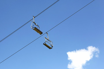 cable car for skiers in the sky. transport in mountainous areas.