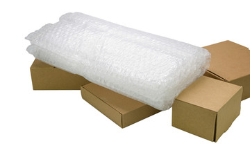 Bubbles covering the box by bubble wrap for protection product cracked  or insurance During transit...