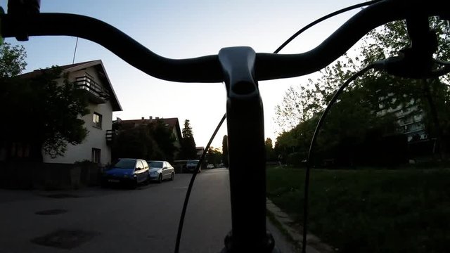 Bicycle Ride Trough City Streets On A Sunny Day Time Lapse