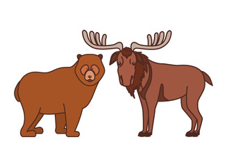 Moose and bear animal of canada design