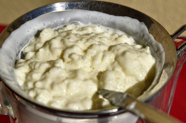 Close-up shot while filtering Kefir