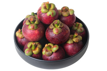 Queen fruit of Thailand,Mangosteen on a white background