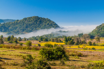 Fototapeta na wymiar Rural landscape in the area between Kalaw and Inle, Myanmar