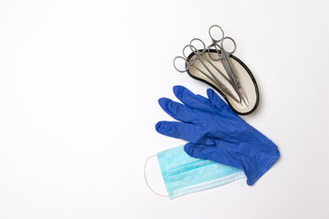 Medical supplies on light background. Operation concept