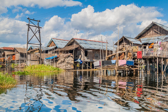 Stilt houses of Inn Paw Khone village at Inle lake, Myanmar