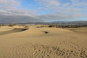 Spaziergang durch das Naturreservat der Dünen von Maspalomas. Gran Canaria , Spanien