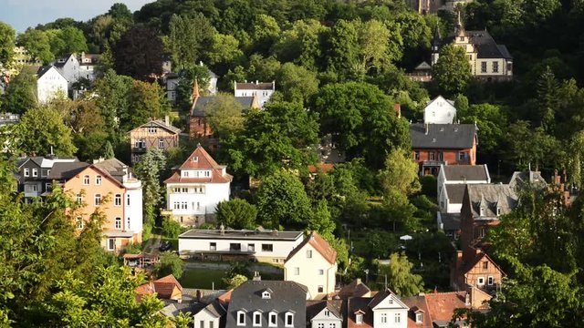 Marburg Germany view from the valley to the castle above the town