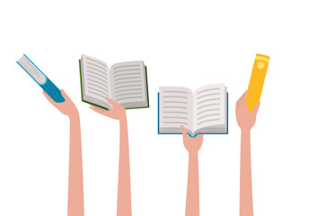 Isolated books and hand design
