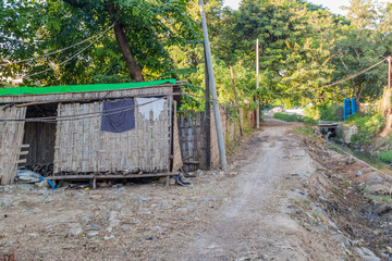 Impoverished neighborhood in Mandalay, Myanmar