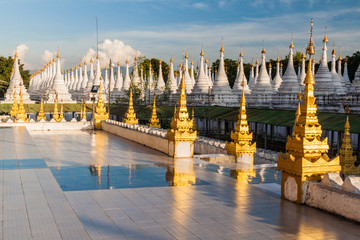 White stupas around Sandamuni (Sandamani or Sandar Mu Ni)  pagoda in Mandalay, Myanmar