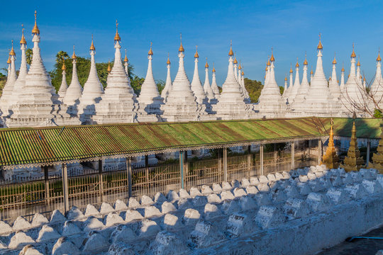 White stupas around Sandamuni (Sandamani or Sandar Mu Ni)  pagoda in Mandalay, Myanmar
