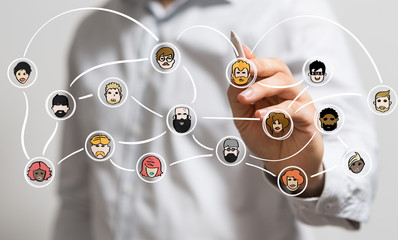 group of people talking in social network - Illustration