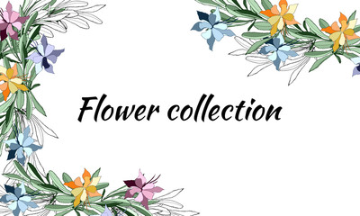 Naklejka premium Spring postcard. Frame for text with colorful and contour colors. For decoration, paper, cards, greetings. Vector illustration.