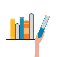 Isolated books and hand design