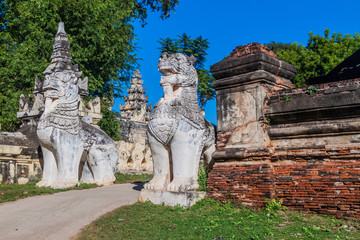 Gate to Maha Aungmye Bonzan Monastery in the ancient town Inwa (Ava) near Mandalay, Myanmar