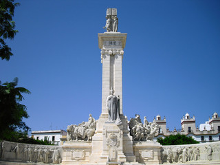 Fototapeta na wymiar Cádiz (Spain). Monument to the Constitution of 1812 in the square.of Spain from the city of Cádiz