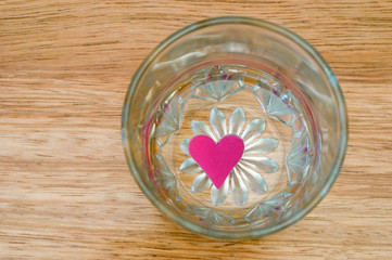 heart shape in glass of water